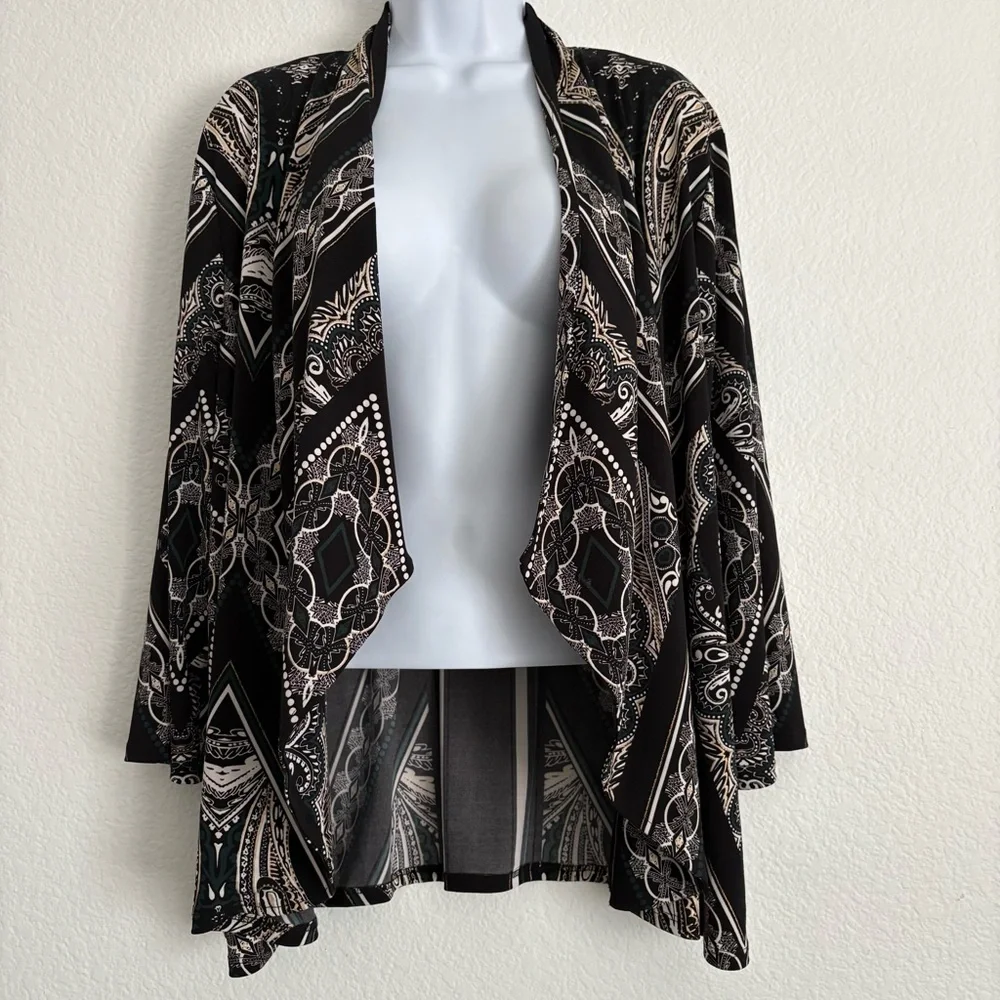 Chicos Travelers Collection Open Front Cardigan Slinky Sz 3 XL 16